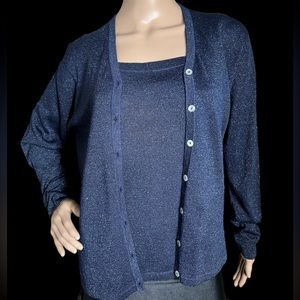 KEVO - Metallic Midnight Blue Tank (S) & Cardigan (M)